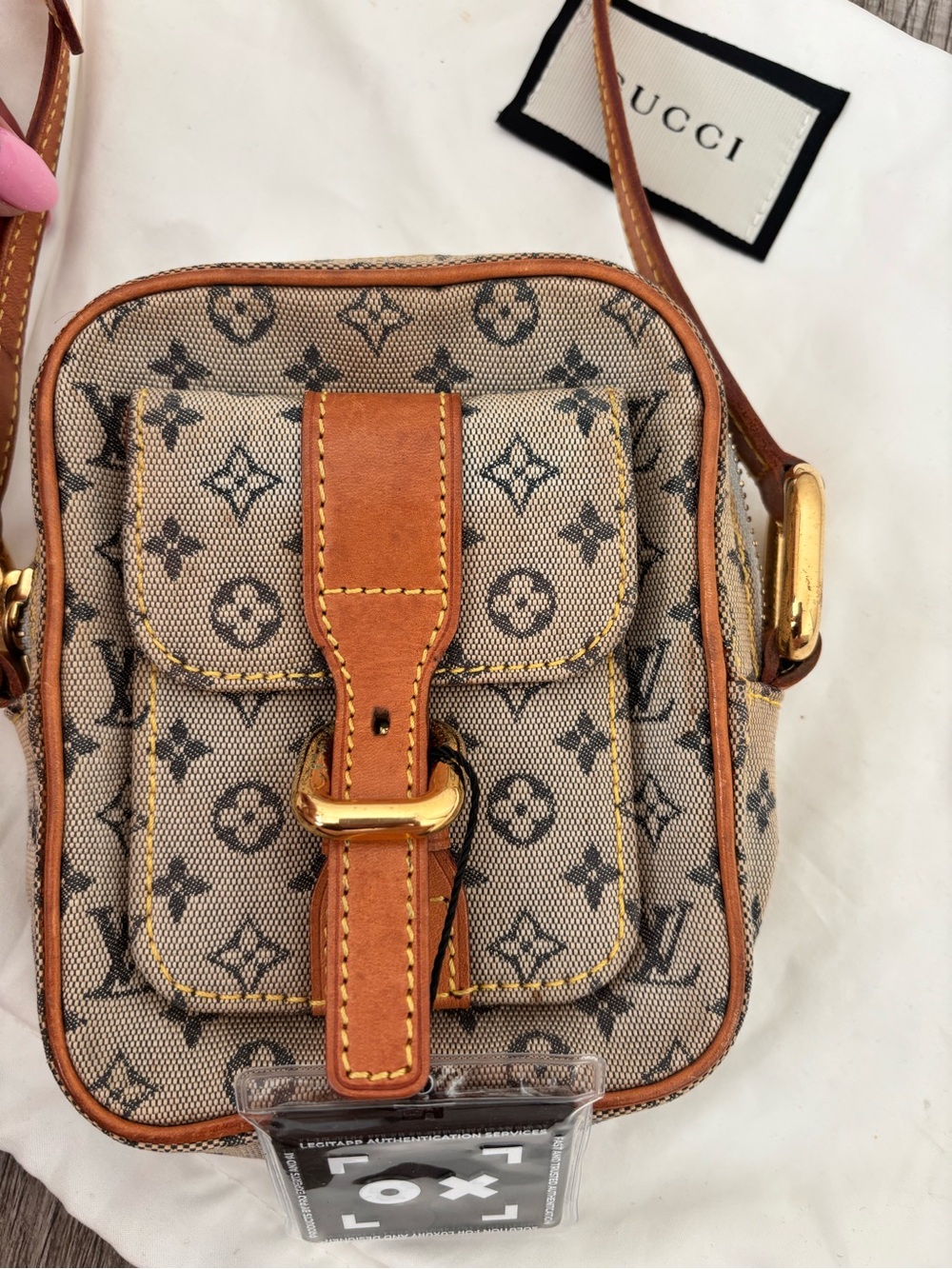 Louis Vuitton Monogram Canvas Mini Crossbody in Beige and Brown
